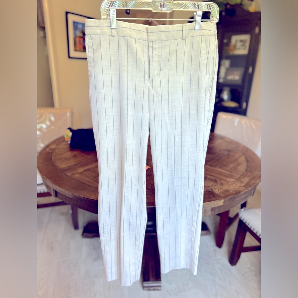 BANANA REPUBLIC Ryan Pin Striped Pants Sz 8 Career Church Modest Casual Pocket